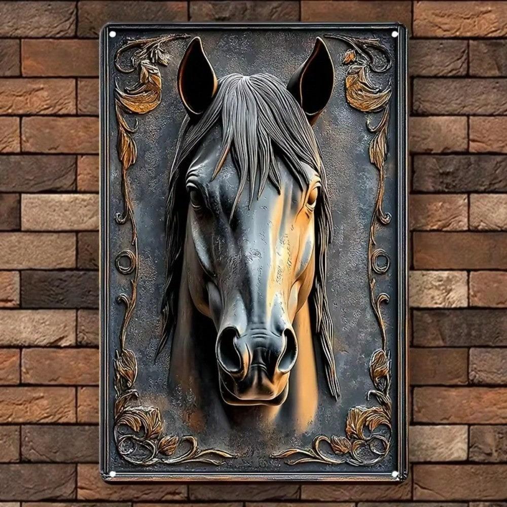1pc Home & Office Wall Decor: 3D Metal Horse Head Art! Contemporary Equestrian Plaque For Bar & Wall Hanging | Local Delivery