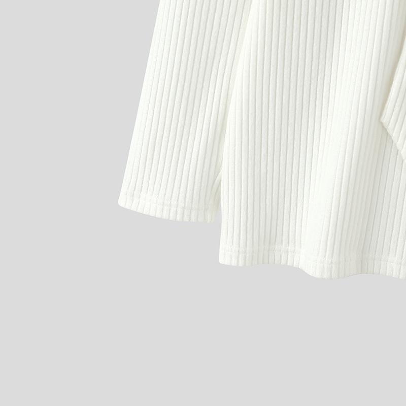 INCERUN Men Long Sleeve with Tie Detail Slim Fit Casual Knit Ribbed Tops Pullovers