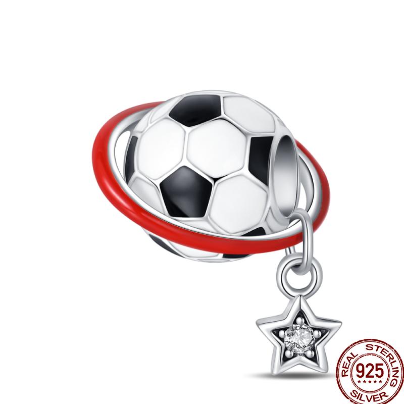 American Sports Series Copper Badminton Baseball Football Pendant Beads Suitable For 3Mm Original Bracelet Diy