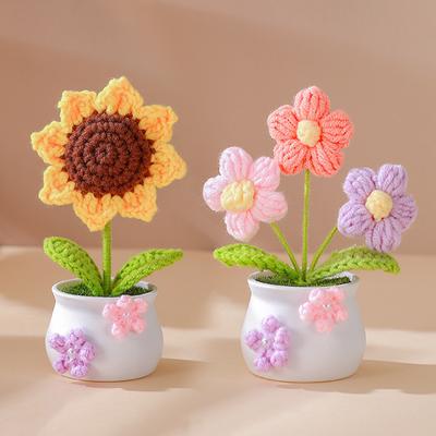 Artificial Crocheted Flower Puff Flower Tulips Home Wedding Party Photography Props Sunflowers