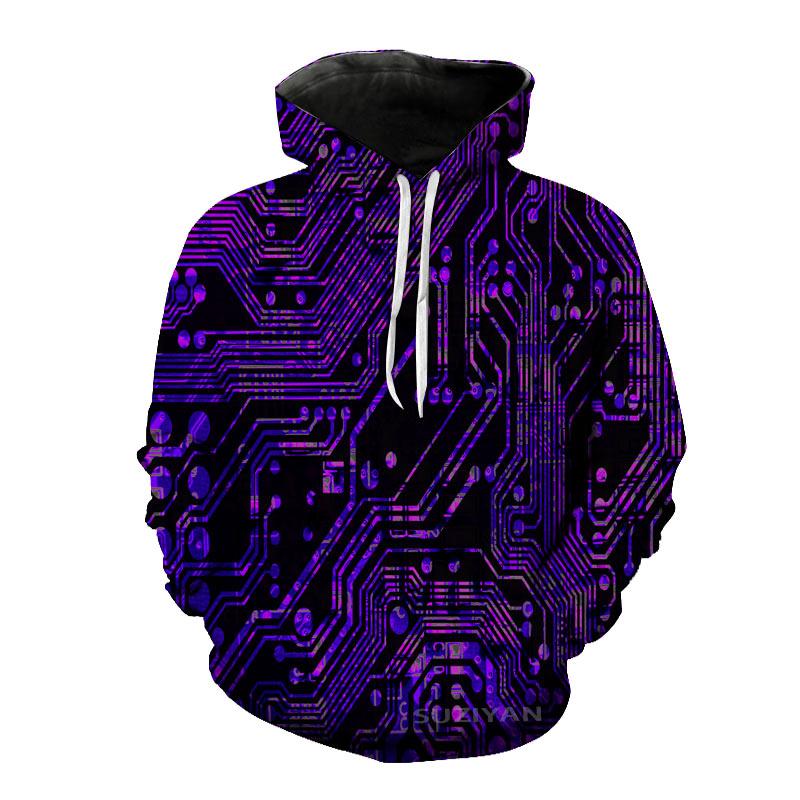 

Электронный чип 3D-печать Весна Осень Мужская толстовка с капюшоном Креативная повседневная хип-хоп вечеринка уличная комфортная одежда 6XL