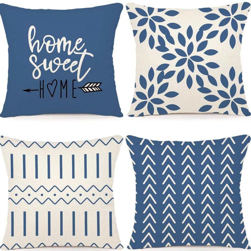 Moderne Sofakissenbezüge für Erkerfenster, Outdoor-Kissen-Set aus Leinenstoff