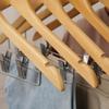 5pcs Wooden Hangers with Adjustable Clips,Solid Wood Pants Organizer for Blouse Dress Jacket,Natural Smooth Non-slip Skirts Rack