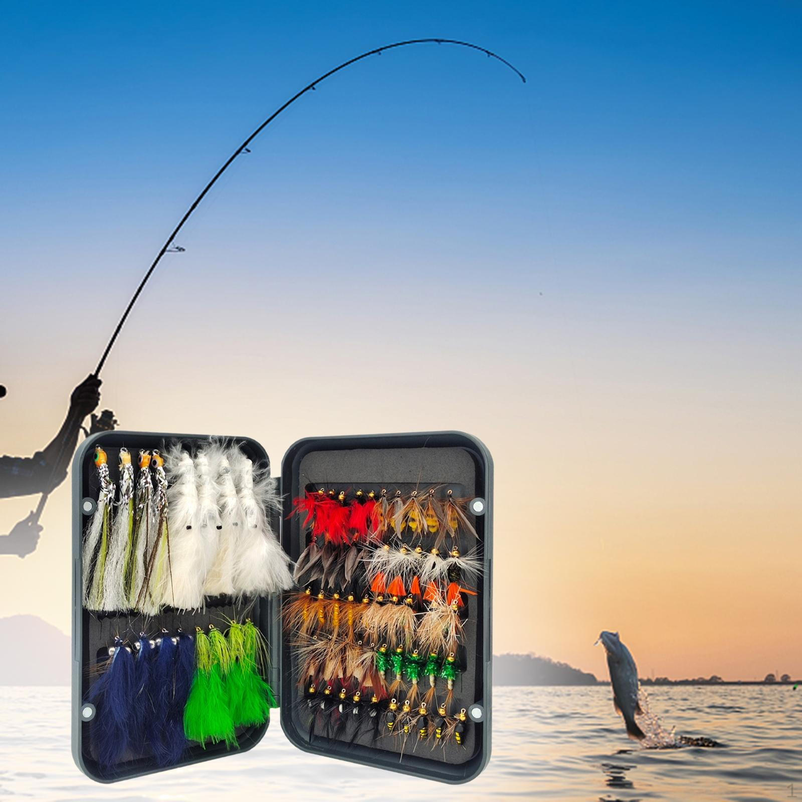 

Рыбалка нахлыстом, искусственные наживки в футляре для переноски, подарки ко Дню отца для папы, приманки для форели 120 pieces