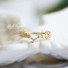 Japanese Light Luxury Gold-Plated Copper Leaf Feather Ring - New Arrival