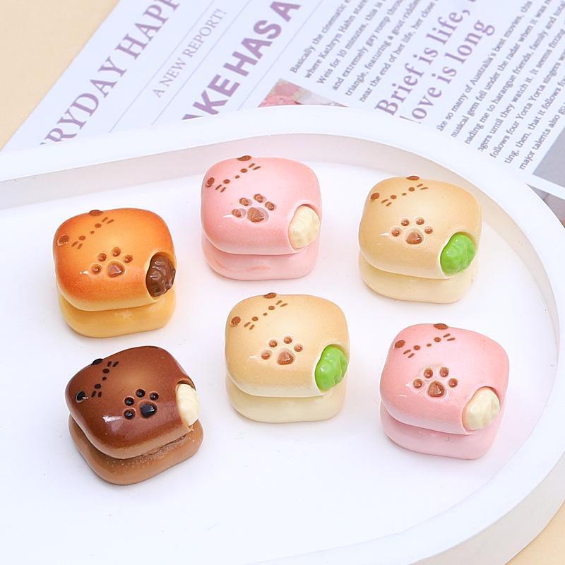 DIY Resin Cream Glue Hair Clip & Crocs Charm - Cat Sandwich & Double Layer Chocolate Food Toy