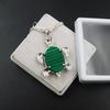 Silver 925 Beautiful Pendant With Chain 97.00 Ct Natural Turtle Fancy Green Jade P-2073-S