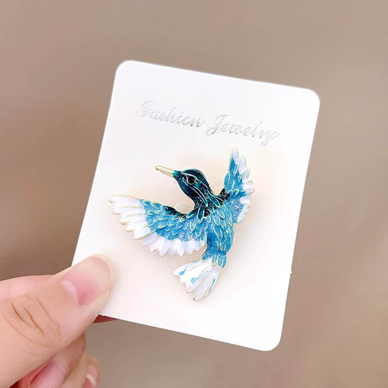 National Style Blue-Winged Bird Brooch Niche High-End High-End Women'S Brooch Retro Pin Coat Accessories