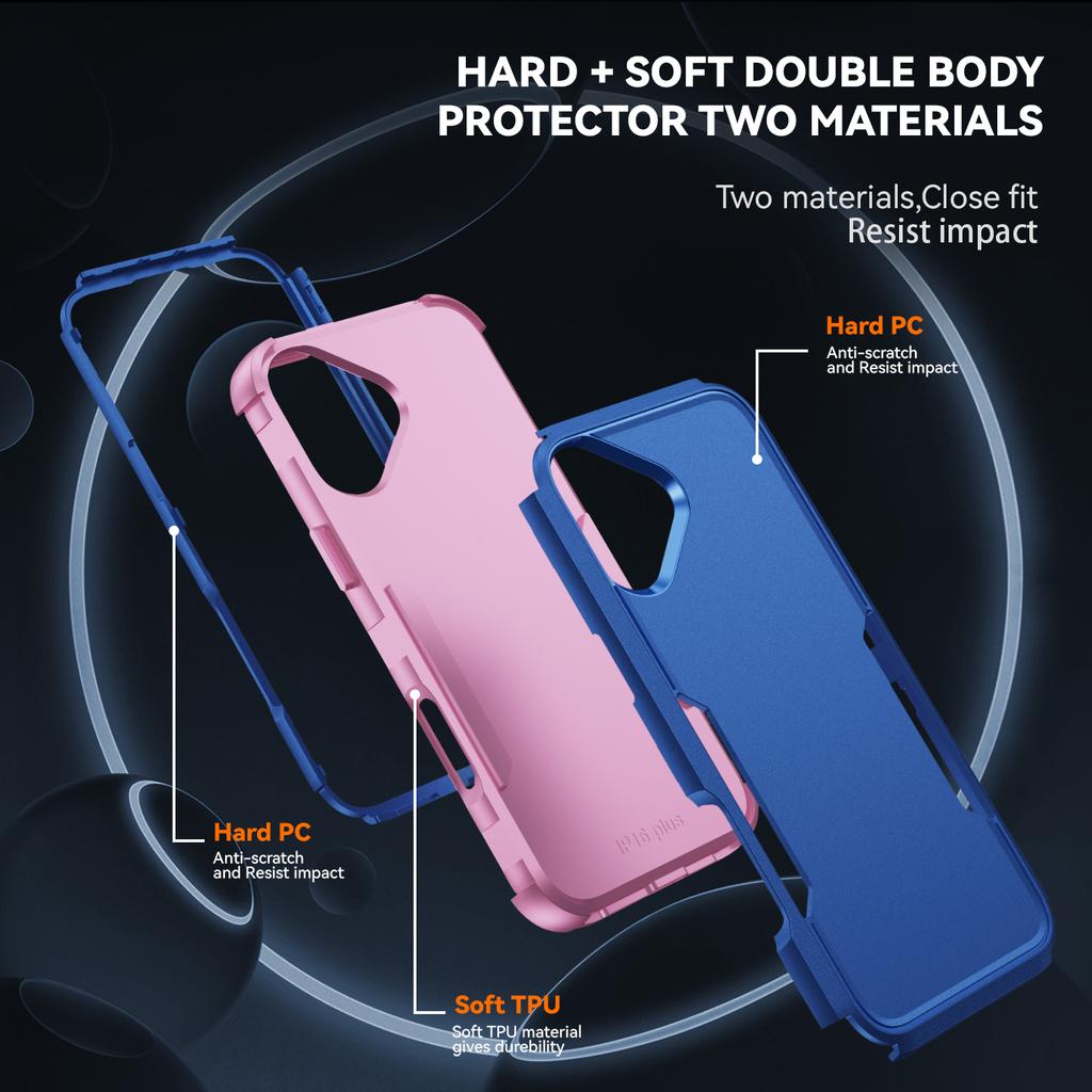 For iPhone 17 Case 3 in 1 Shockproof TPU PC Phone Cover