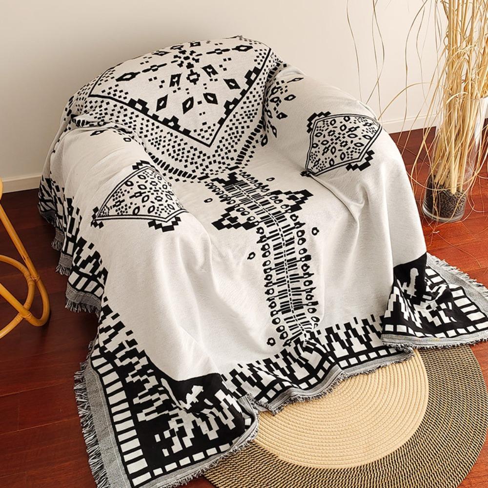 Vintage Farmhouse Sofa Throw Blanket American Style One Piece Couch Cover Chair Protector Cushion for Home