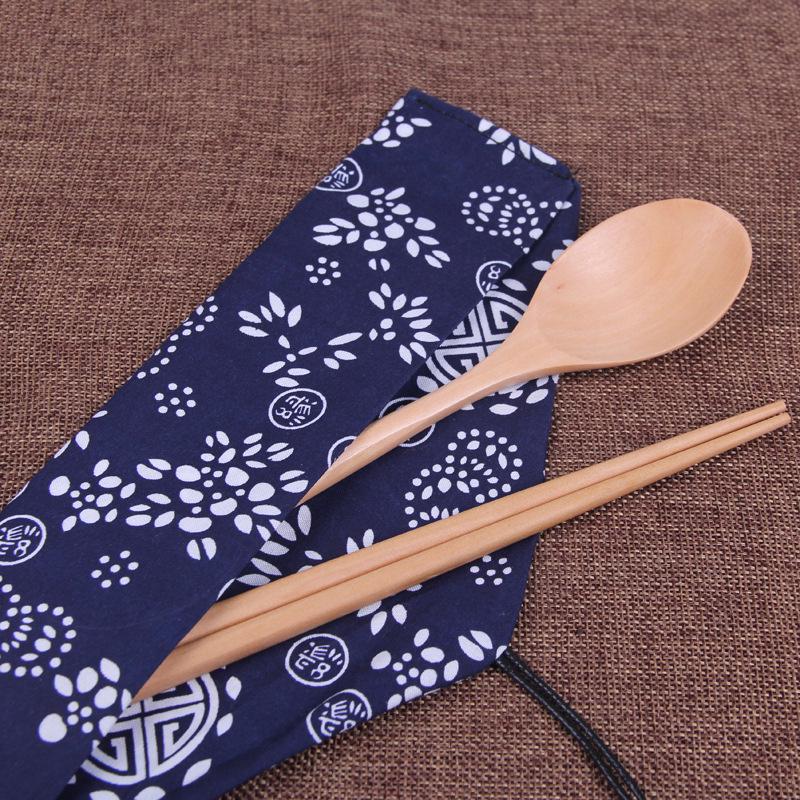 Creative Wooden Chopsticks & Spoon Set: Dishwasher-Safe Japanese Travel Tableware with Logo