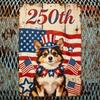 2D Flat Metal Sign 8x12 Inch Vintage Corgi Patriotic Wall Art American Independence Day Pre Drilled Home Decor