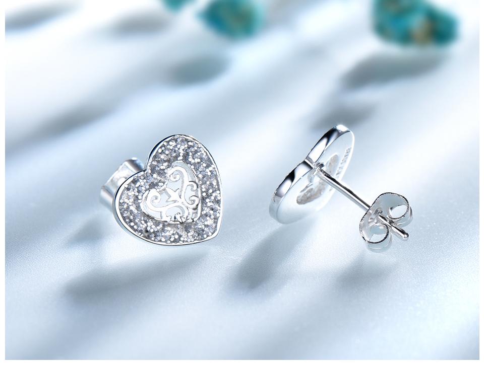 

Маленькие полые серьги-гвоздики из стерлингового серебра 925 пробы в форме сердца, серьги в форме сердца из циркония для женщин платиновый