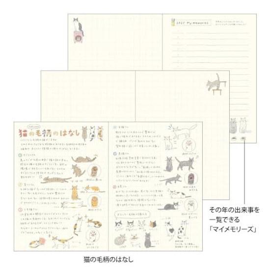 Midori Pocket Diary Notebook 2027 A6 Weekly Limited Edition Bookmark Cat Pattern (Starts January 2027)
