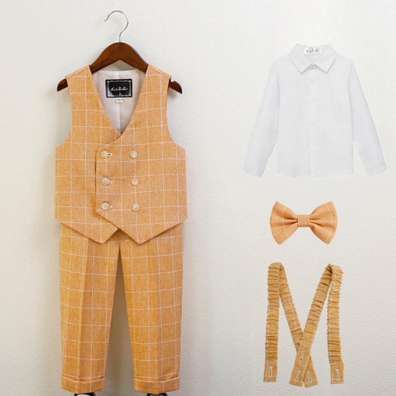 

Детский жилет, весенний новый модный клетчатый британский стиль, наряд для ведущего, свадебный костюм для мальчика, торжественная одежда на день рождения ребенка 150cm