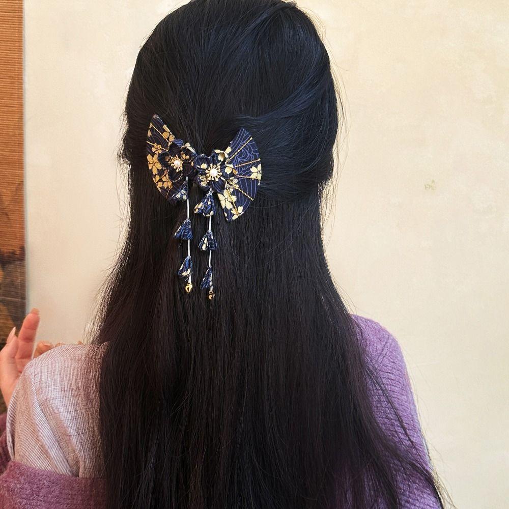 Bell Kimono Sakura Hairpin Sakura Hanfu Fan Hair Clip Cute Tassel Fan Hair Clip  Photo Pros