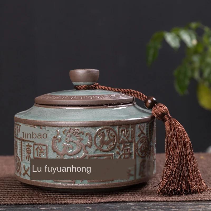 Tea Containers Ceramic Sealed Can Large Size Tea Box Storage Tank Ceramic Tea Utensil Portable Tea Storage Tea Caddy Tea Jar
