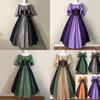 Retro Princess Gown With Puff Sleeves And Tie Waist For Stage Show And Cultural Events