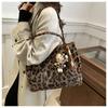 Leopard Print Plush Bucket Bag for Women 2026 New Fashionable Chain Shoulder Crossbody Purse