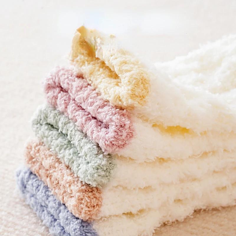 1pair Coral Fleece Long Tube Thickening  Floor Socks for 0-3years Baby Infant Winter Warm Floor Socks for Girl Boy Newborn