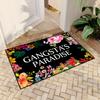 Gangsta's Paradise Floral Print Doormat, Aesthetic Flower Lettering Floor Mat for Entryway Bedroom, Washable Home Decor Rug