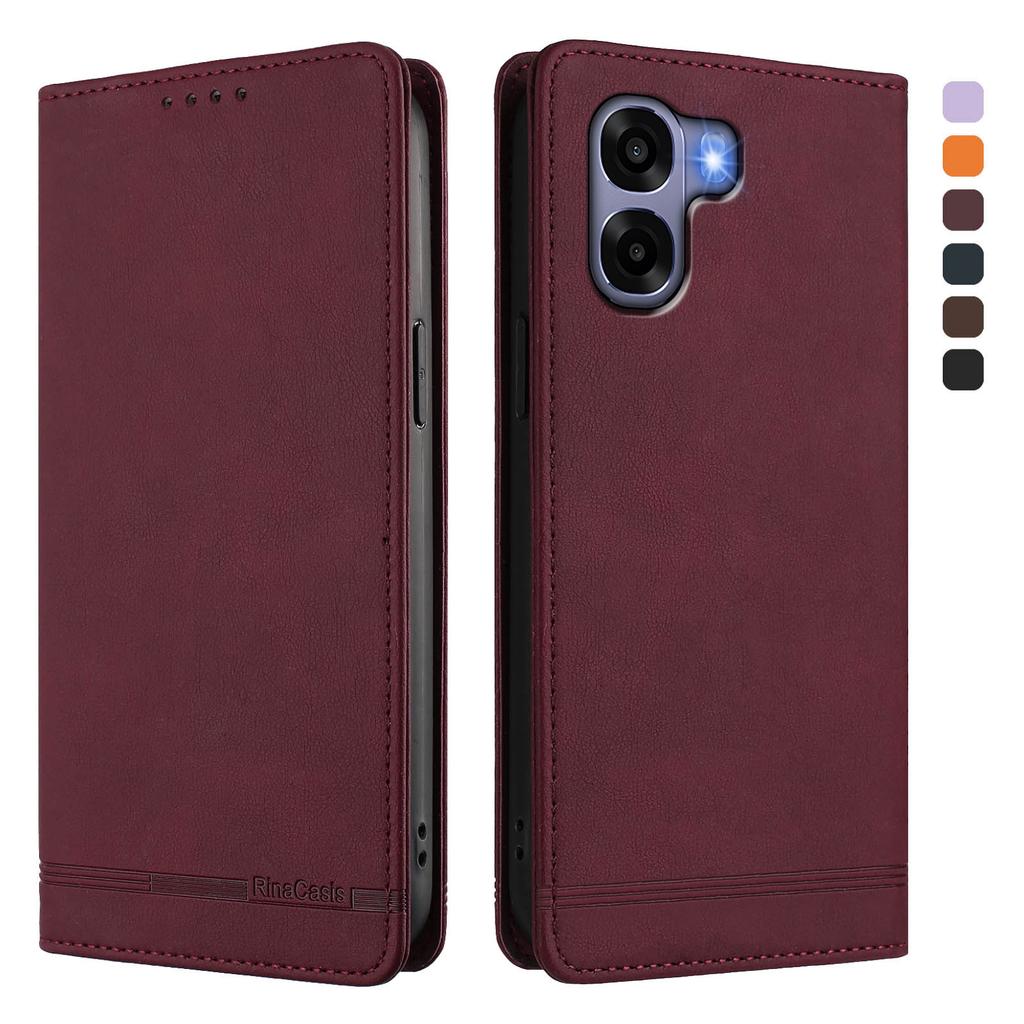 For Oppo A6x 4G Case RINACASIS RC23 RFID Blocking Wallet Stand PU Leather Phone Cover