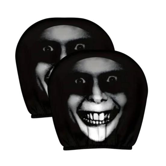 Skull Car Headrest Covers Spooky Print Auto Seat Head Rest