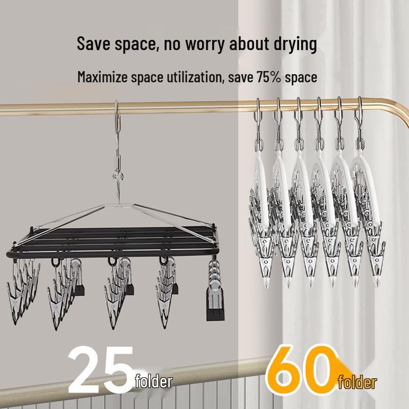 Multifunctional Sock Drying Rack with 10 Clips for Clothes, Lingerie, and Underwear