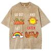 Girly Cartoon Graphic Print Washed Women T-Shirt Cotton Loose Oversized Short Sleeve Cute Design Top Tee