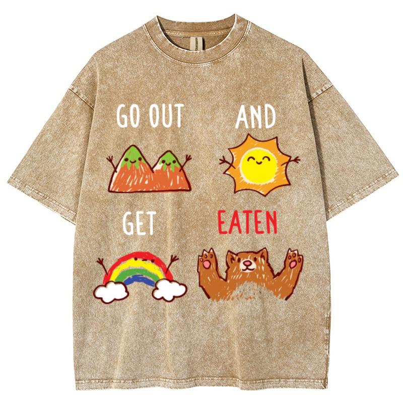 Girly Cartoon Graphic Print Washed Women T-Shirt Cotton Loose Oversized Short Sleeve Cute Design Top Tee