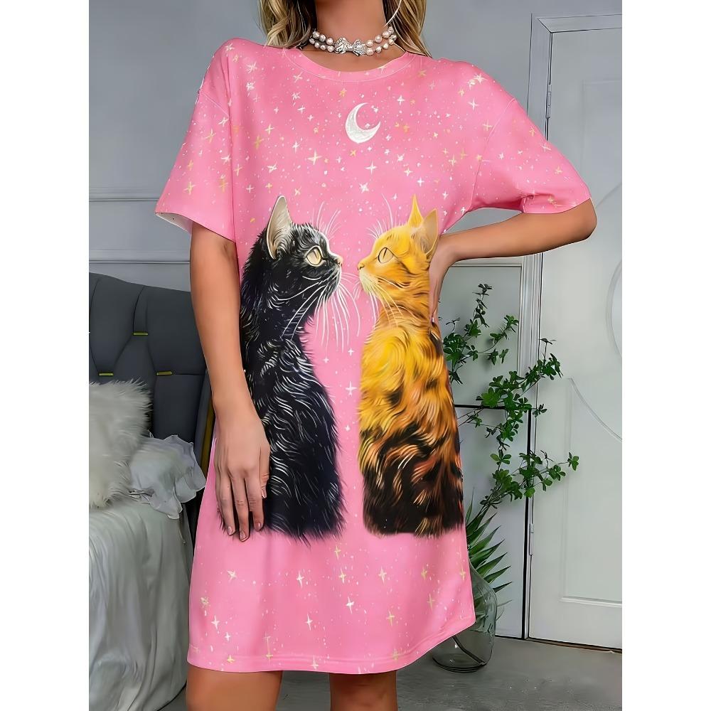 Women'S Letter Print Nightgown, Comfortable Choice for Night