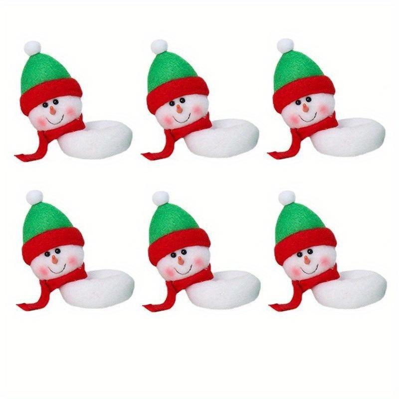 6Pcs/SET Christmas Wine Glass Cover Santa Claus Elk Snowman Wine Cup Cover Tags Decoration Xmas New Year Table Decor