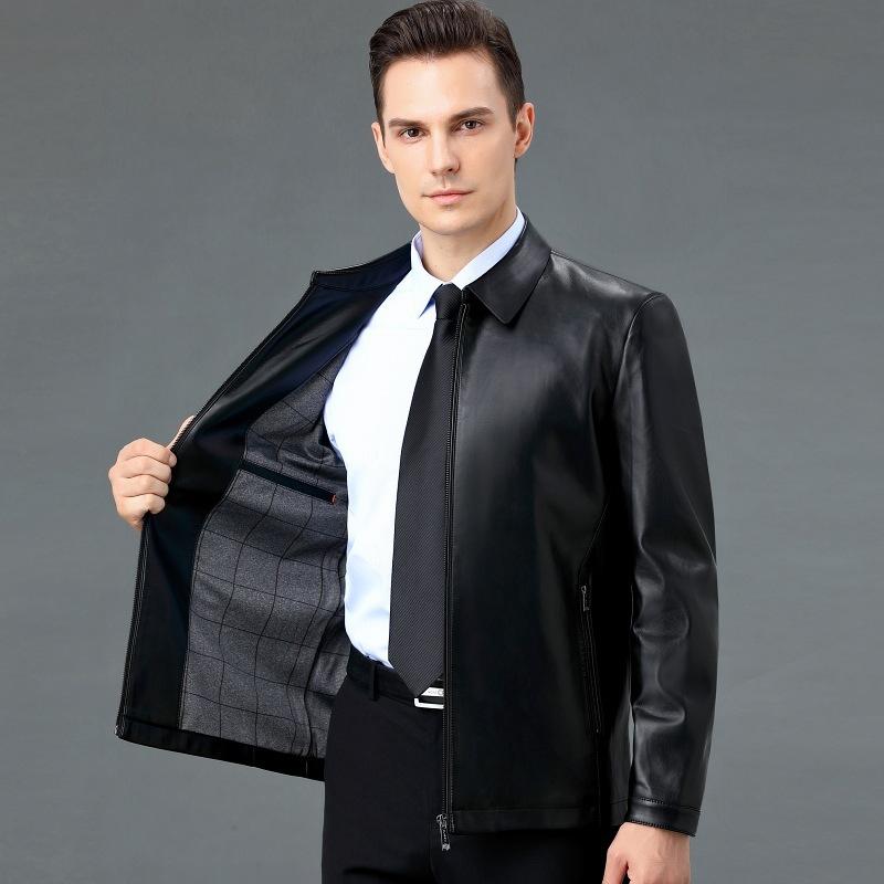 Genuine Leather Jacket for Men Spring and Autumn New Middle-aged Business Casual Sheepskin Leather Jacket