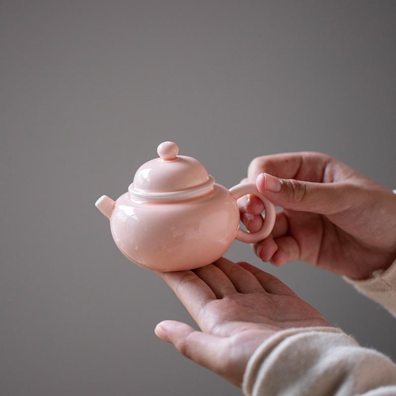 115ml Pink Jade Porcelain Teapot Boutique Tea Infuser Pot Tea Maker Kettle With Filter Chinese Tea Teaset Supplies Decoration