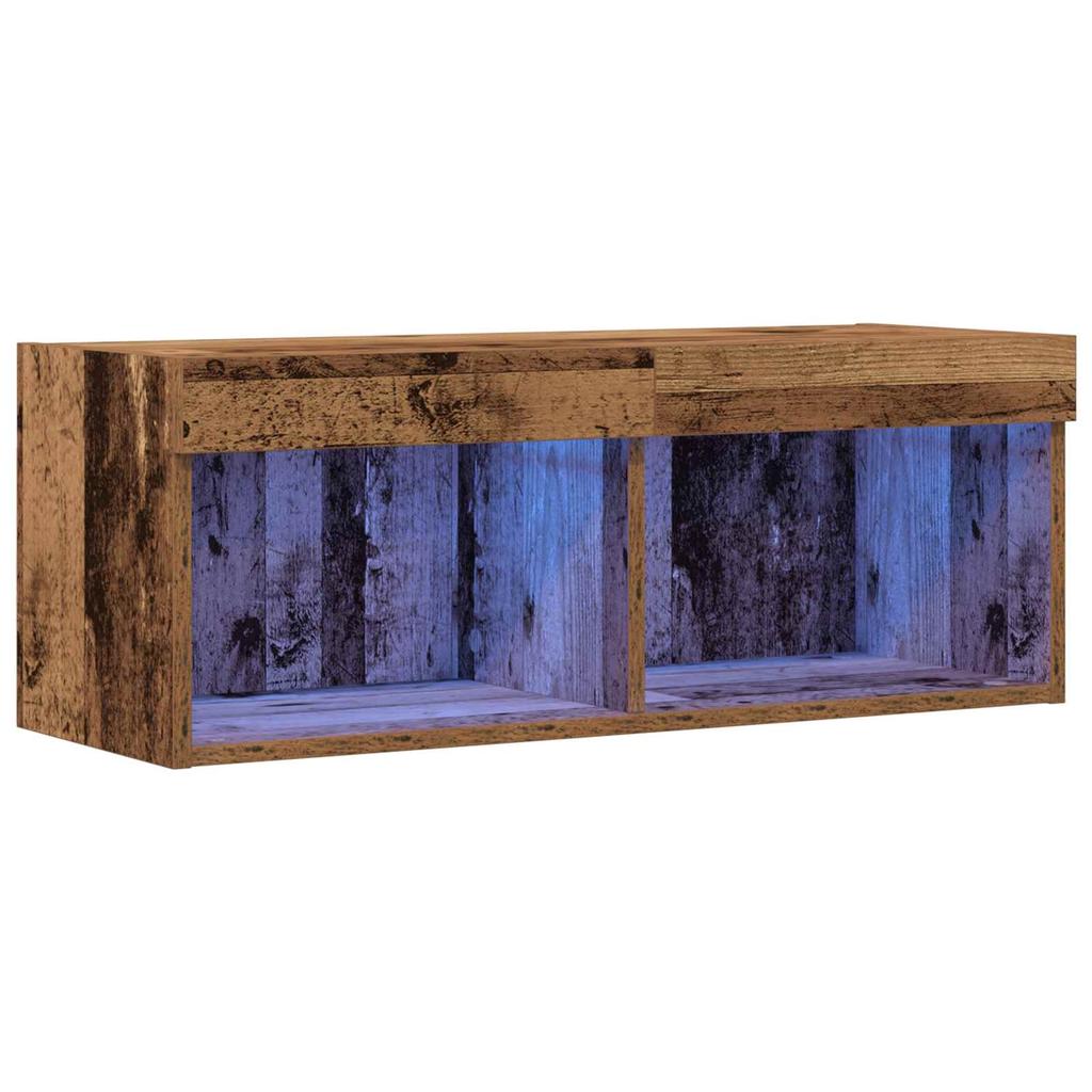 LED TV Cabinet Set in Rustic Wood Look 80 x 30 x 30 cm Engineered Wood