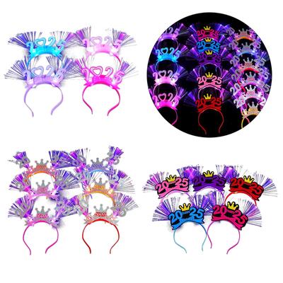 4pcs Illuminated 2025 New Year's Eve Head Boppers 2025 LED Lit New Year Headbands Comfortable Fit Party Hair Accessories