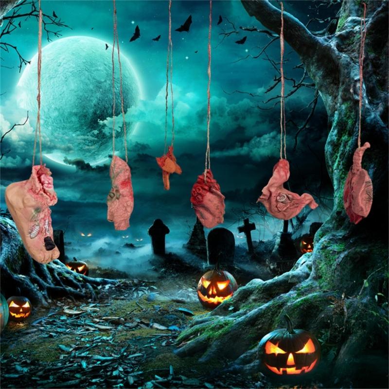 Realistic Blood Splattered Hands Feet Organ Decorations Durable Latex Hanging Ornament For Horror Home Display