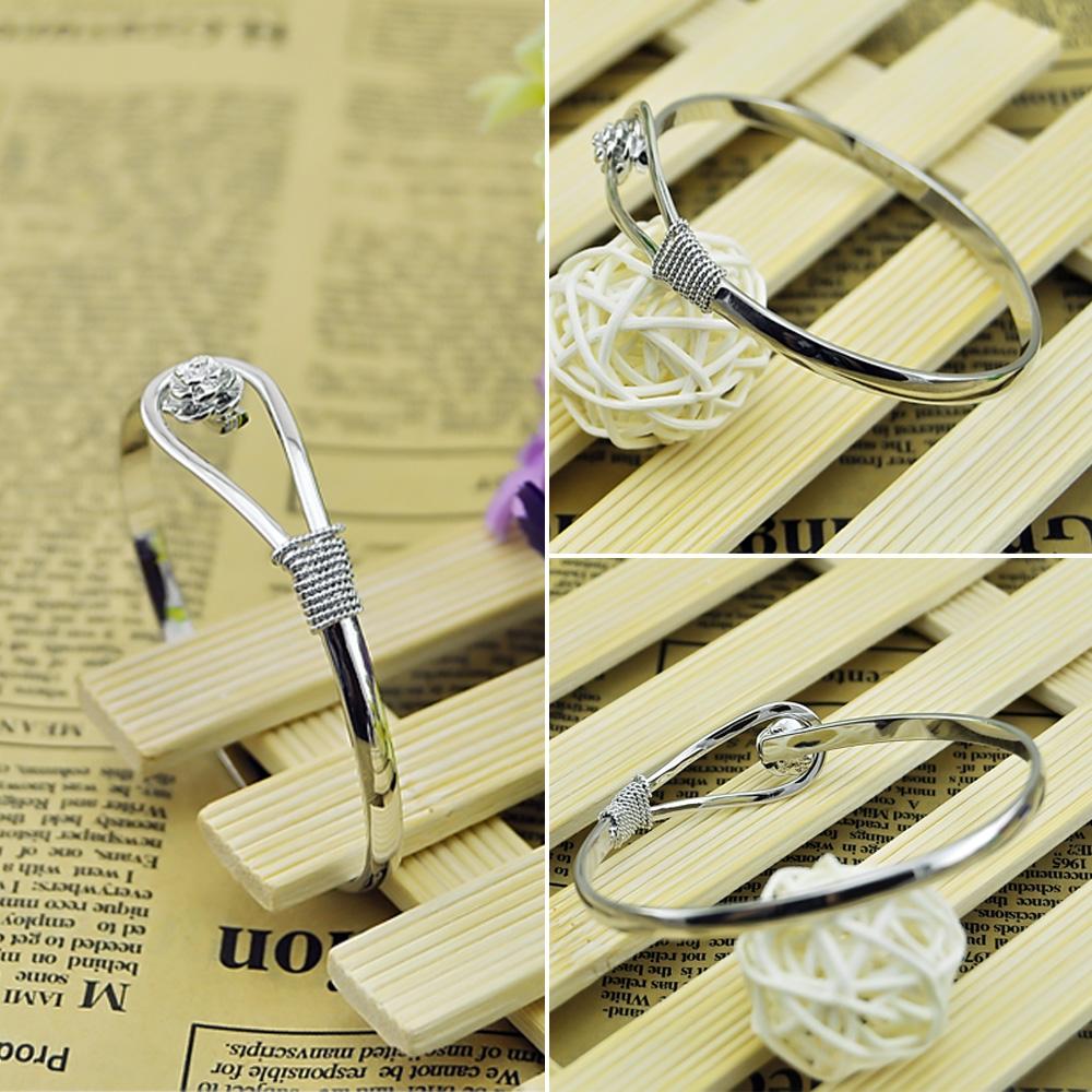 Minimalist Women's 925 Sterling Silver Bracelet Rose Bangle Bracelet Christmas Gift Jewelry