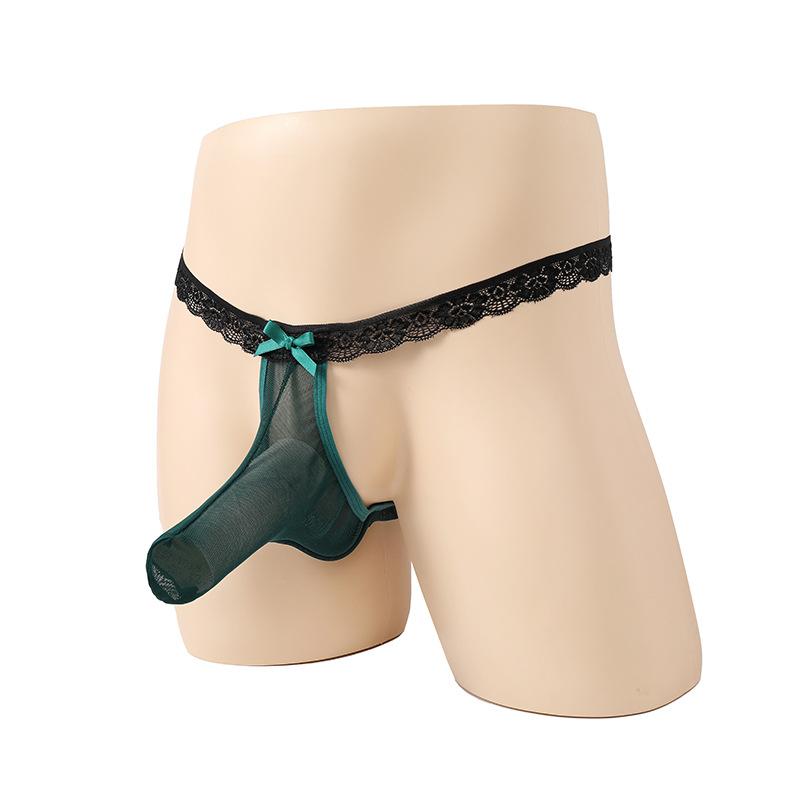 Men's elastic underwear lace all-inclusive leaking pp T-shaped four-corner sex underwear men's sex underwear