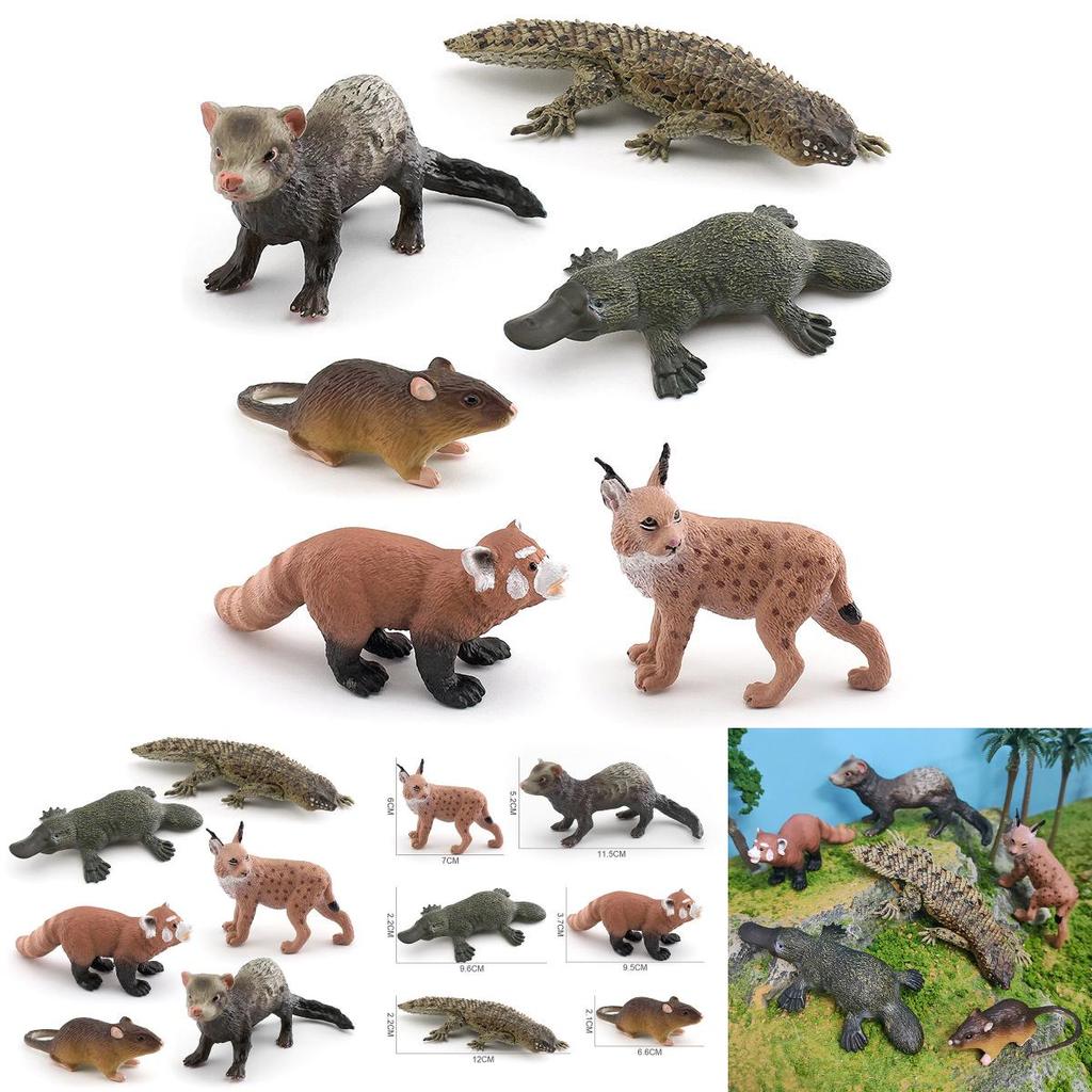Exquisite Plastiktierfiguren, einschließlich Kurzschwanzluchs, Roter Panda und einzigartiges Schnabeltier, ideal für Heimdekoration und Bildungszwecke