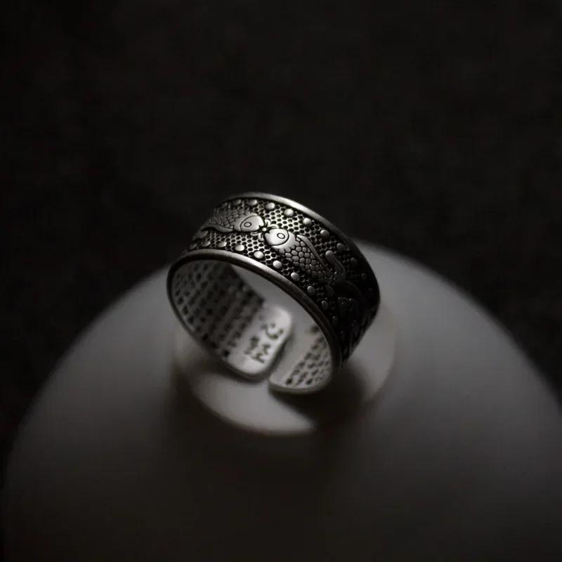 Silver Color Buddhist Ring for Women Tibetan Prayer Copper OM Mantra 7 Chakras Good Luck Women Ring