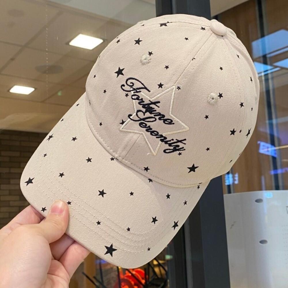 Soft Top Cotton Peaked Cap Face Slimming Casual Couple Hat Star Dot Baseball Cap  For Women