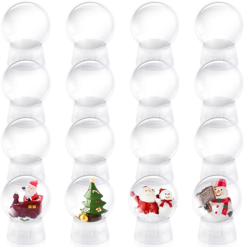 DIY Snow Globe Kit, Clear Plastic Christmas Ornaments, Home Decor, Lightweight White Display Containers for Crafts and Storage