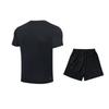 Li-Ning Summer Mens Solid Color Pullover Round Neck Short Sleeve Comfortable Breathable Skin-Friendly Versatile Casual Sports Suit AHST347-1+YATV113-1