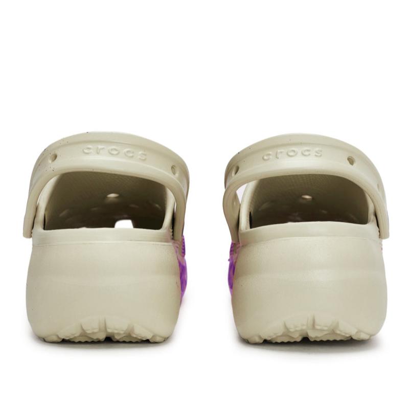 Crocs Classic Platform Clog 811 Manufacturing Winding Scene Special Shoe Box Fluid Splash Ink Hole Shoes Women's Bone White Purple