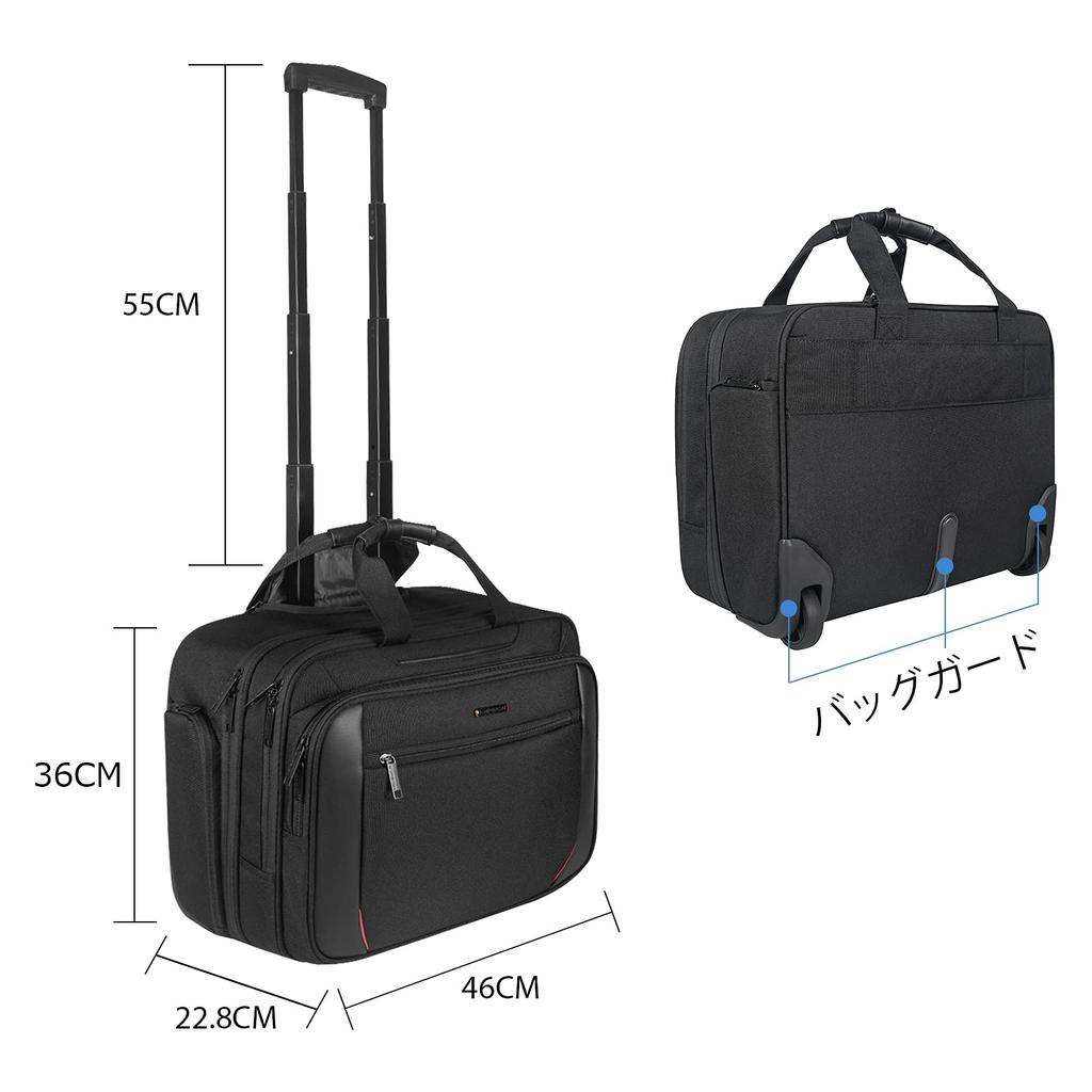EMPSIGN Business Rolling Laptop Rolling Fits Large Laptop Bag with Carry Support and Silent Perfect for Business Domestic and Black Carry-On Bag, Bag,