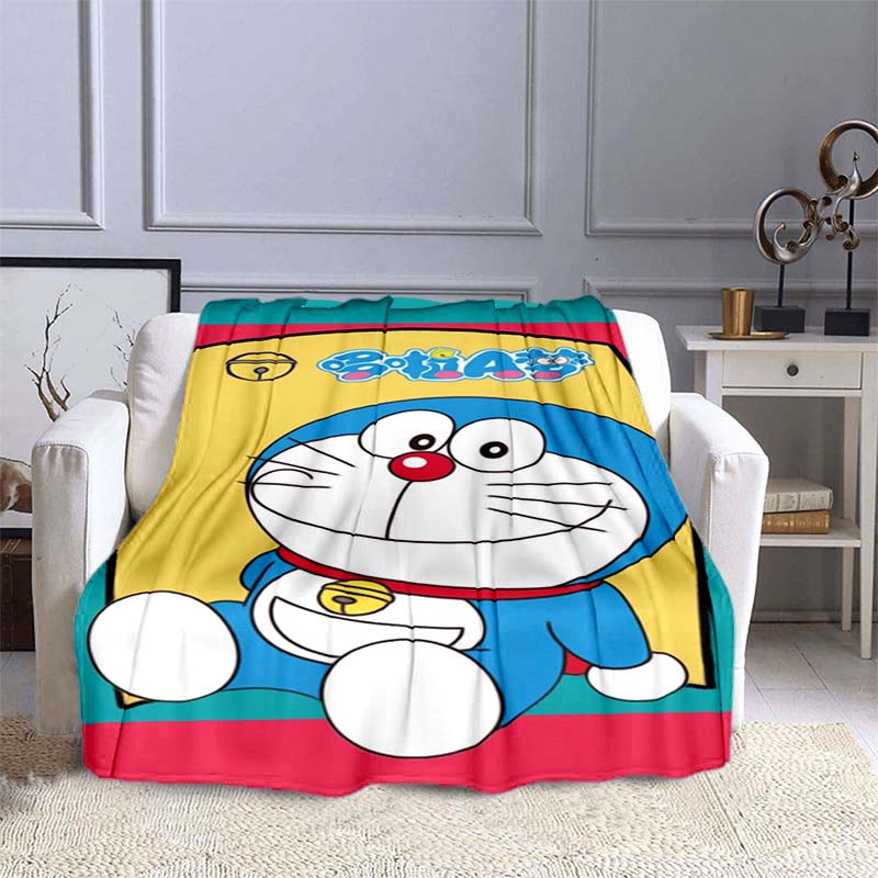 This 3D Printed Doraemon Cartoon Blanket Is a Warm and Comfortable Flannel Blanket Suitable for Bedrooms, Sofas, Beds, Chairs,