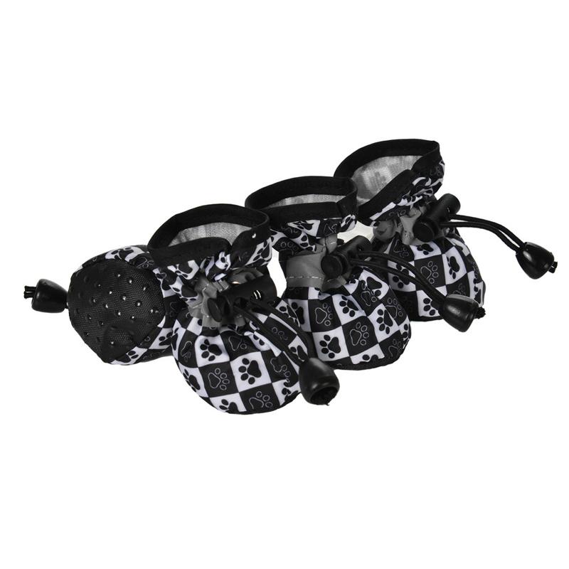 4Pcs Dog Shoes Paw Protector Breathable Waterproof Soft-Soled Pet Shoes Puppy Pet Booties Adjustable Dog Booties Suitable Indoor