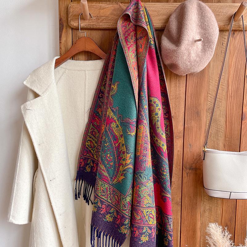 Eșarfă poncho de iarnă de marcă de lux de modă femei șal mare Pashmina Hijab Foulard Echarpe Design doamnă furată eșarfe pentru cap