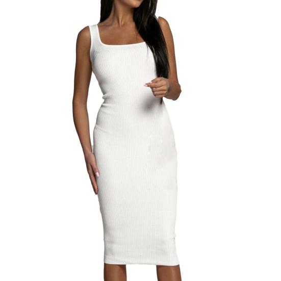

Женские нижние юбки больших размеров, женское платье-футляр с квадратным вырезом, однотонное облегающее эластичное летнее платье без рукавов, платье для свиданий 2XL белый
